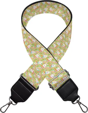 Halloween Handbag Strap Canvas Purse Strap Colorful Bat Black Shoulder Strap Multicolor Bats Replacement Strap
