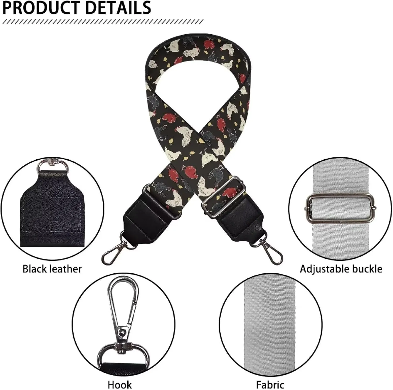 Halloween Handbag Strap Canvas Purse Strap Colorful Bat Black Shoulder Strap Multicolor Bats Replacement Strap