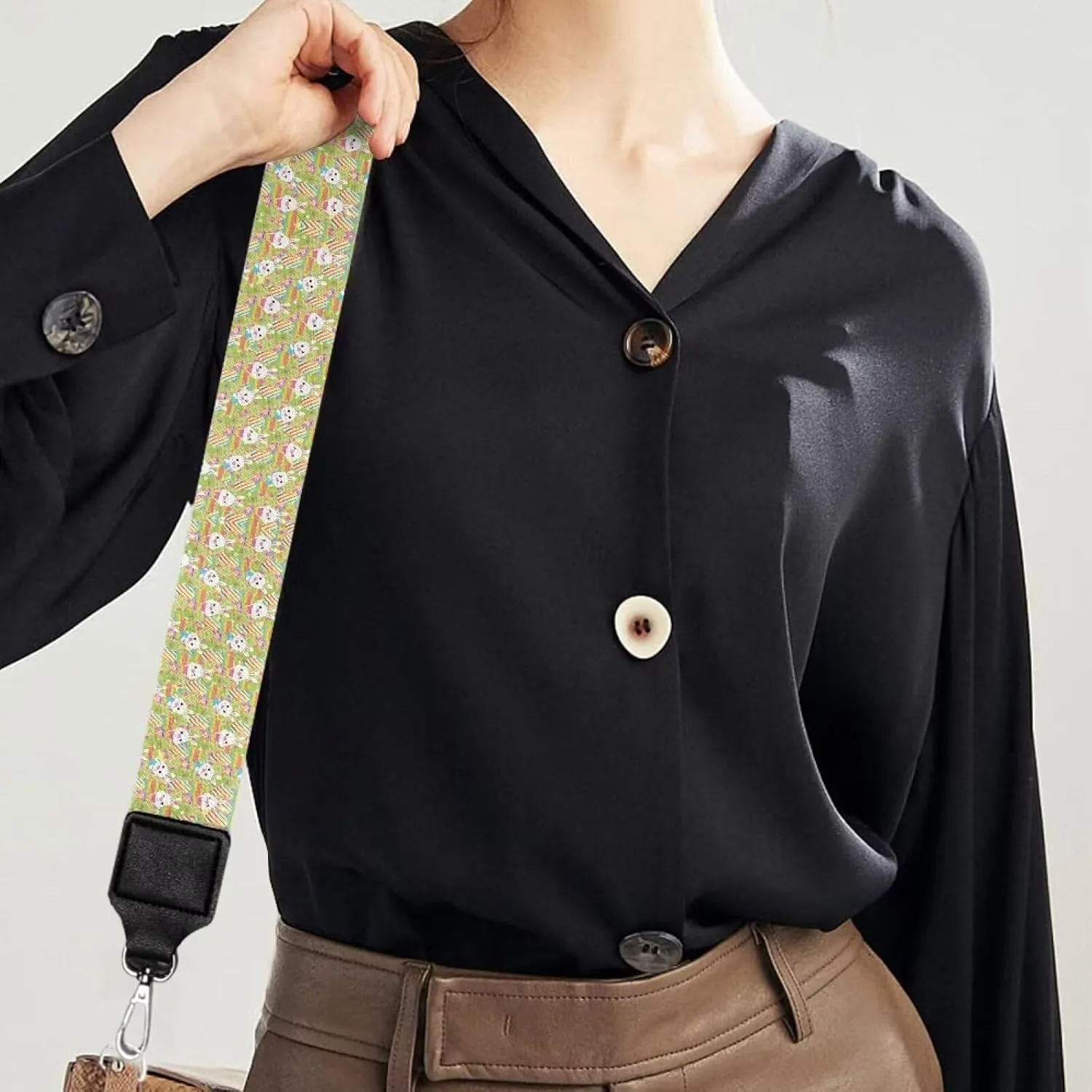Halloween Handbag Strap Canvas Purse Strap Colorful Bat Black Shoulder Strap Multicolor Bats Replacement Strap
