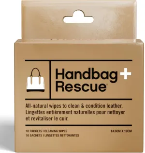 HandBagRescue All-Natural Cleaning Wipes | 10 Individually Wrapped Wipes | Instantly Remove Dirt & Surface Stains & Condition Leather Handbags & Purses with Essential Oils