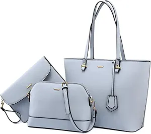 Handbags for women Women Fashion Synthetic Leather Handbags Tote Bag Shoulder Bag Top Handle Satchel Purse Set 3pcs