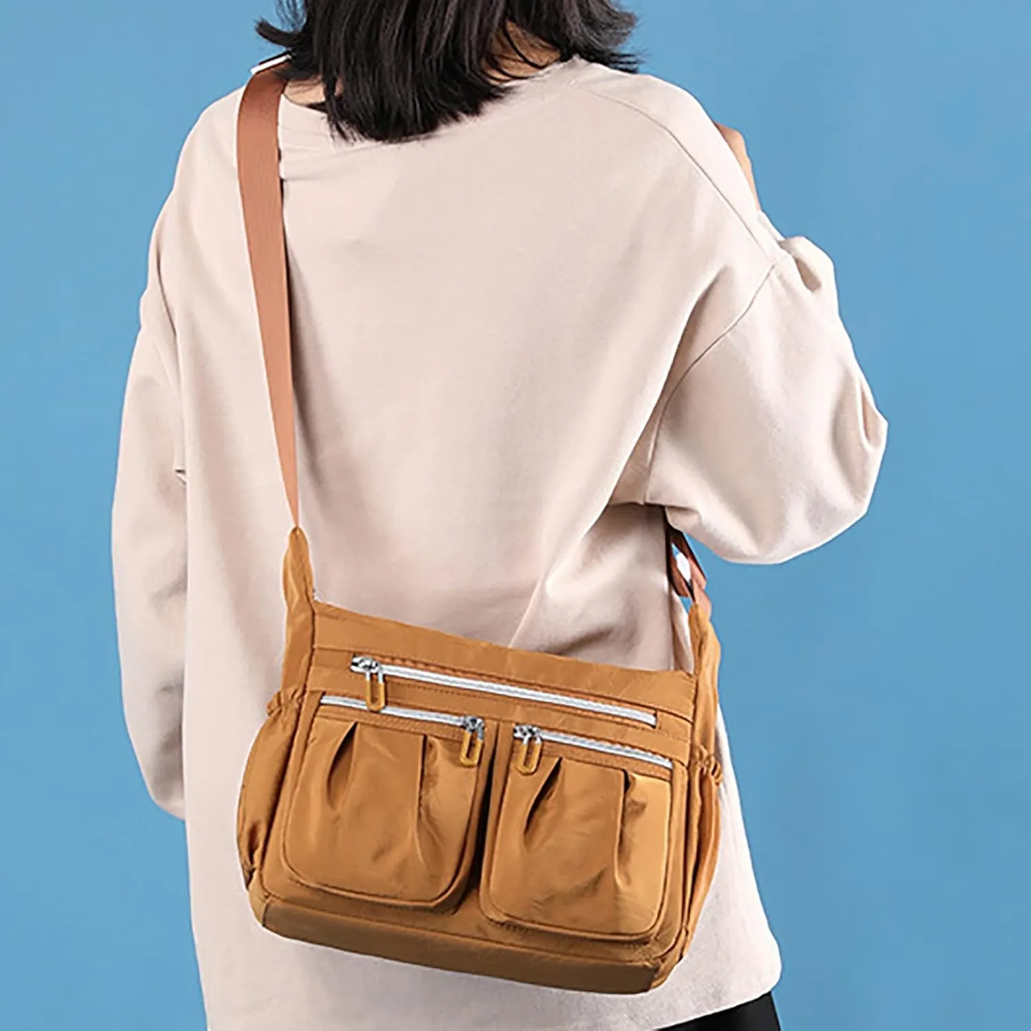 Handbags for Womens Nylon Zipper Tote Bag Capacity Satchel Bags Crossbody Casual Travel Roomy Messenger Bags