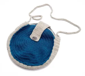 HANDMADE CIRCLE CROCHET Bag, Hand Knitted Shoulder Bag, Turquoise Bag, Wool Shoulder Bag, Handmade Bag, Crochet Bag for Women
