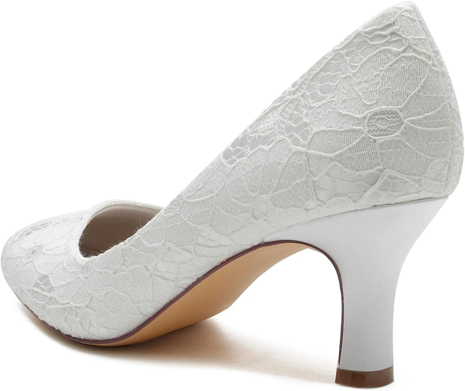 Hanfike Low Heel Shoes for Wedding Bridal Slip-on Lace Formal Party Evening Pumps JY151