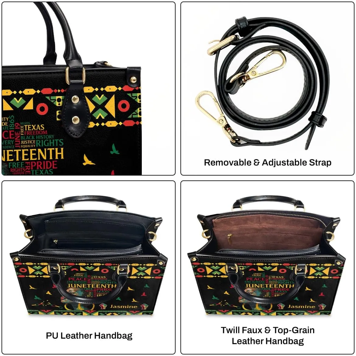 Happy Juneteenth Day Party Gifts - Personalized Leather Bag - Juneteenth Gifts for Adults - Black Independence