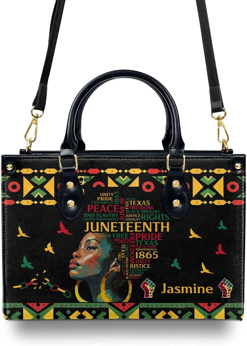 Happy Juneteenth Day Party Gifts - Personalized Leather Bag - Juneteenth Gifts for Adults - Black Independence