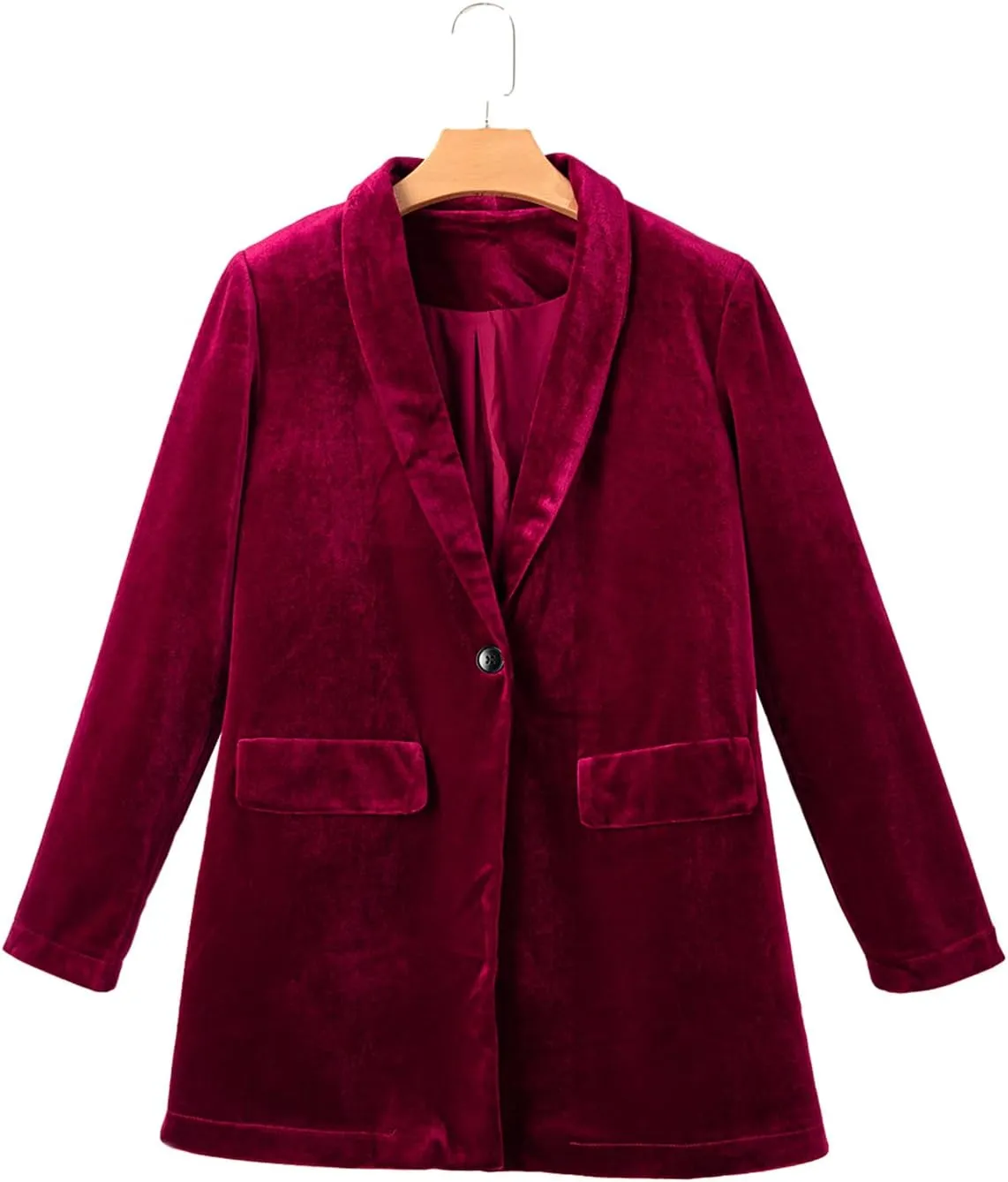 Happy Sailed Women's Velvet Blazer Jackets Casual Long Sleeve Lapel Collar Pocketed Blazer Suits Work Outfits