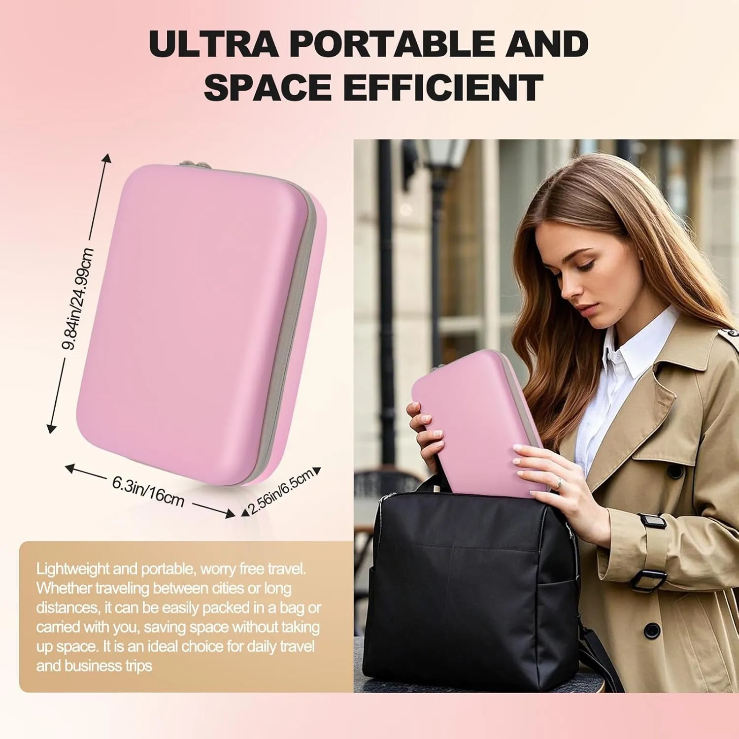 Hard Travel Electronic Organizer Case for Power Bank Chargers Cables USB Flash Drive SD Card Electronics & Backpack Organizer Travel Case Small Portable Accessories Bag, Pink