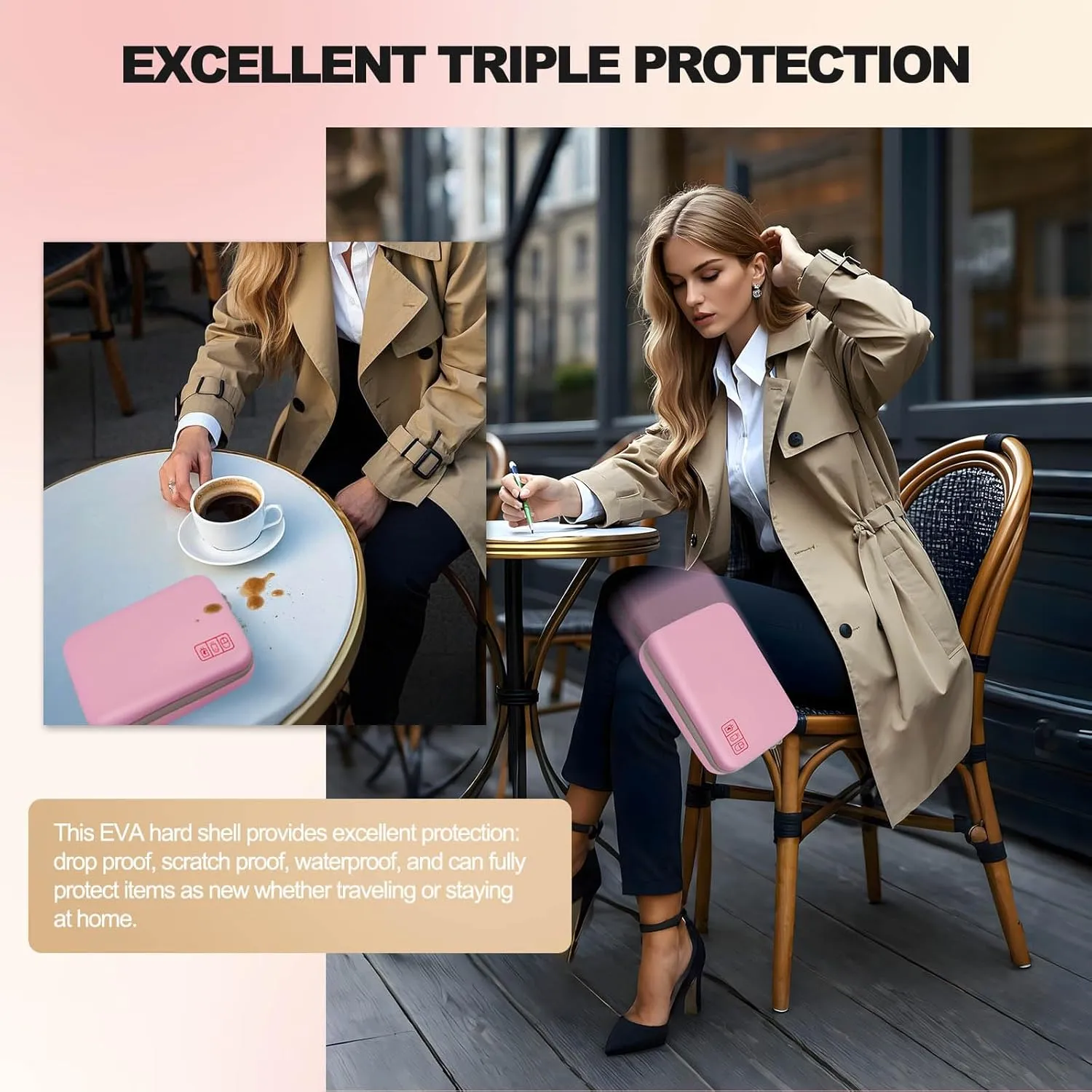 Hard Travel Electronic Organizer Case for Power Bank Chargers Cables USB Flash Drive SD Card Electronics & Backpack Organizer Travel Case Small Portable Accessories Bag, Pink