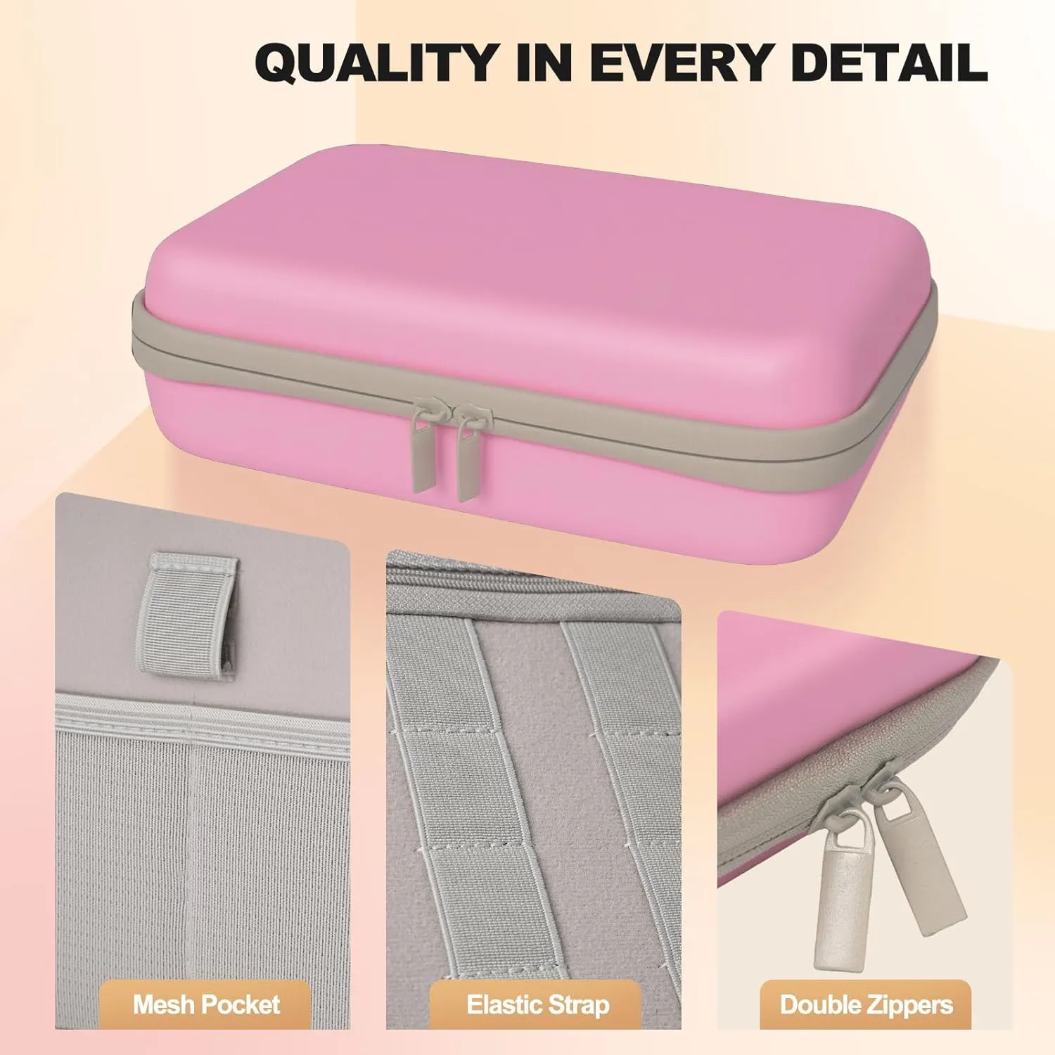 Hard Travel Electronic Organizer Case for Power Bank Chargers Cables USB Flash Drive SD Card Electronics & Backpack Organizer Travel Case Small Portable Accessories Bag, Pink