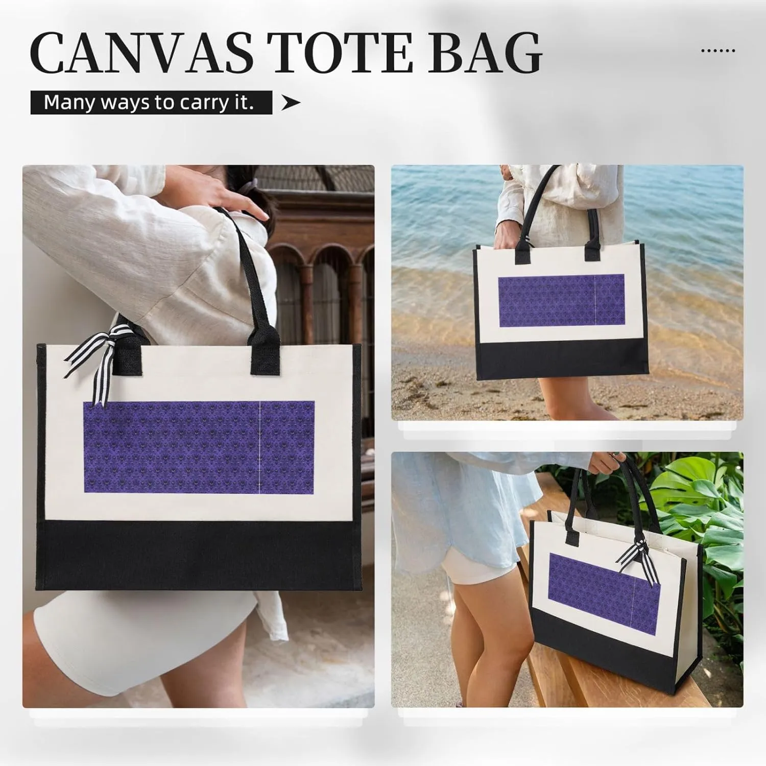 Haunted Mansion Halloween Christmas Canvas Tote Bags Cute Tote Bag Gift Bags Reusable Grocery Bags For Women