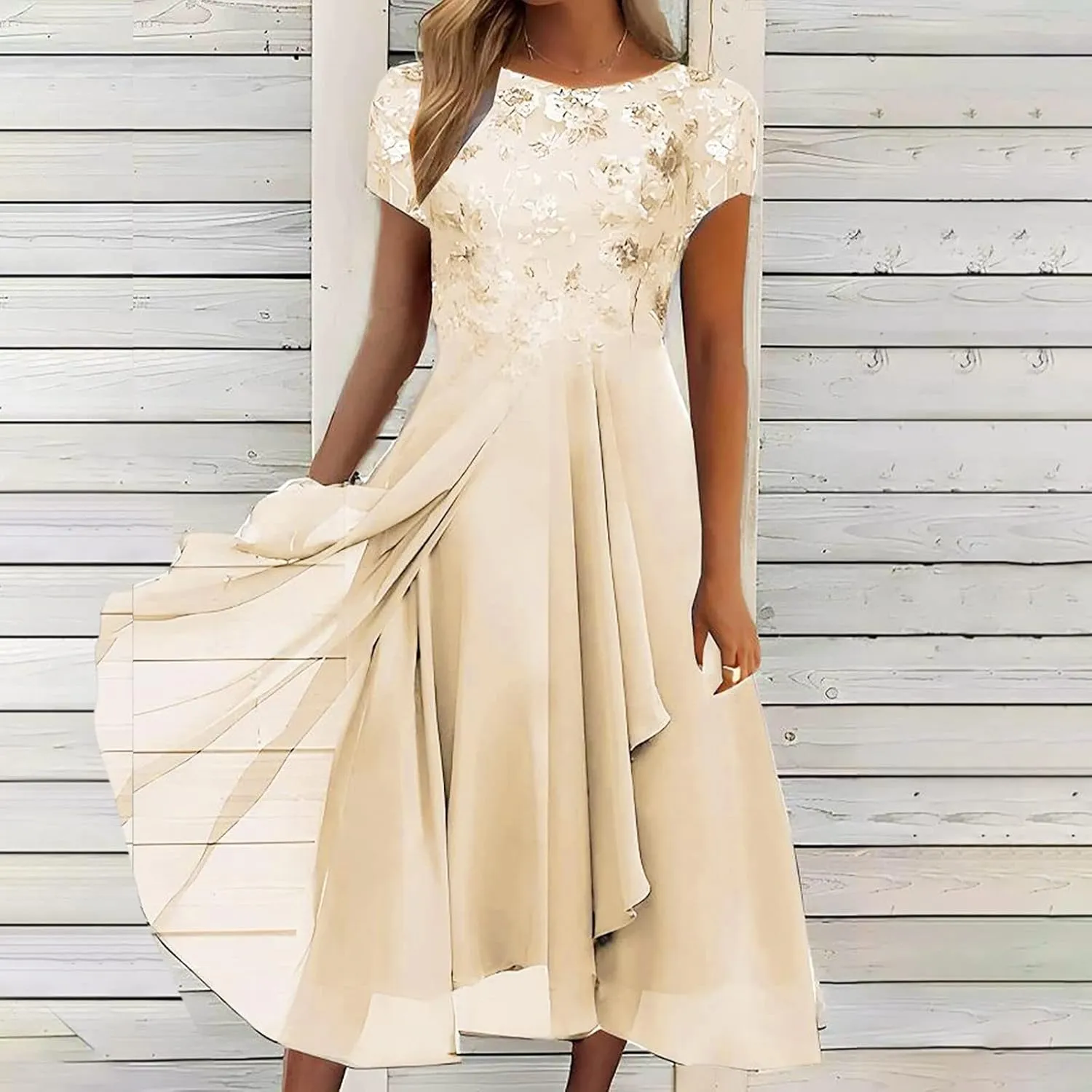 HGps8w Mother of The Bride Dresses for Women 2025 Elegant Lace Chiffon Flowy Dress Formal Evening Party Gown for Wedding