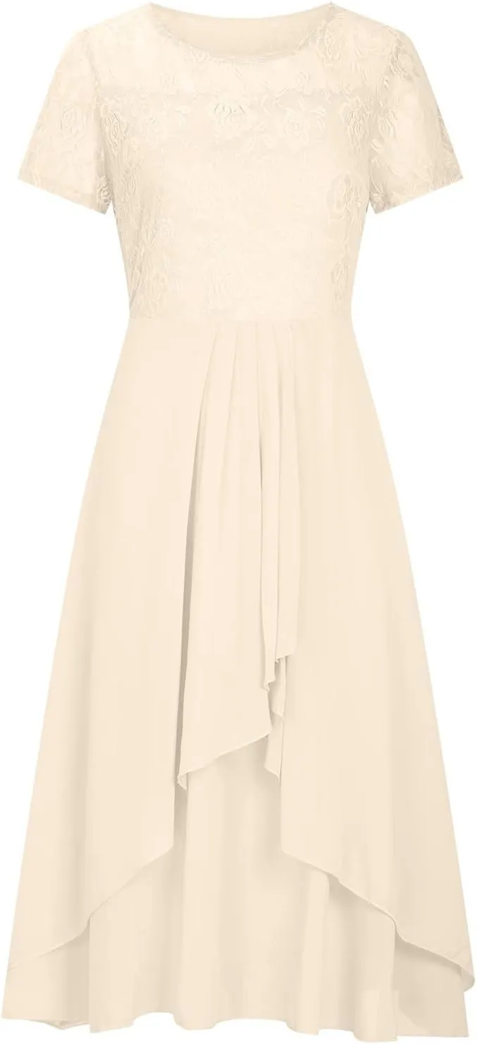 HGps8w Mother of The Bride Dresses for Women 2025 Elegant Lace Chiffon Flowy Dress Formal Evening Party Gown for Wedding