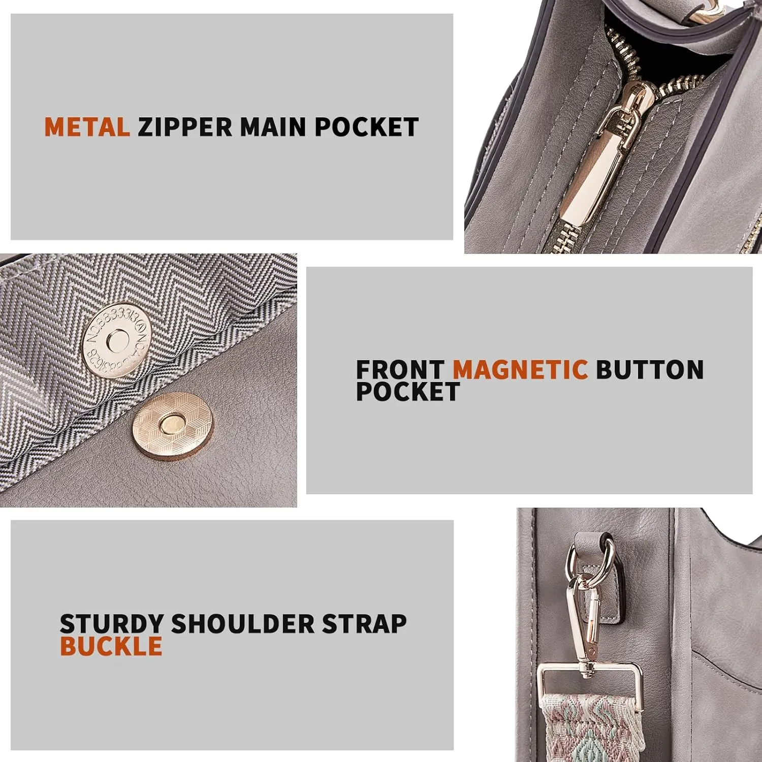 HKCLUF Crossbody Bag for Women Vegan Leather Hobo Handbags Guitar Strap Purse Shoulder Bucket Bag with 2PCS Adjustable Straps