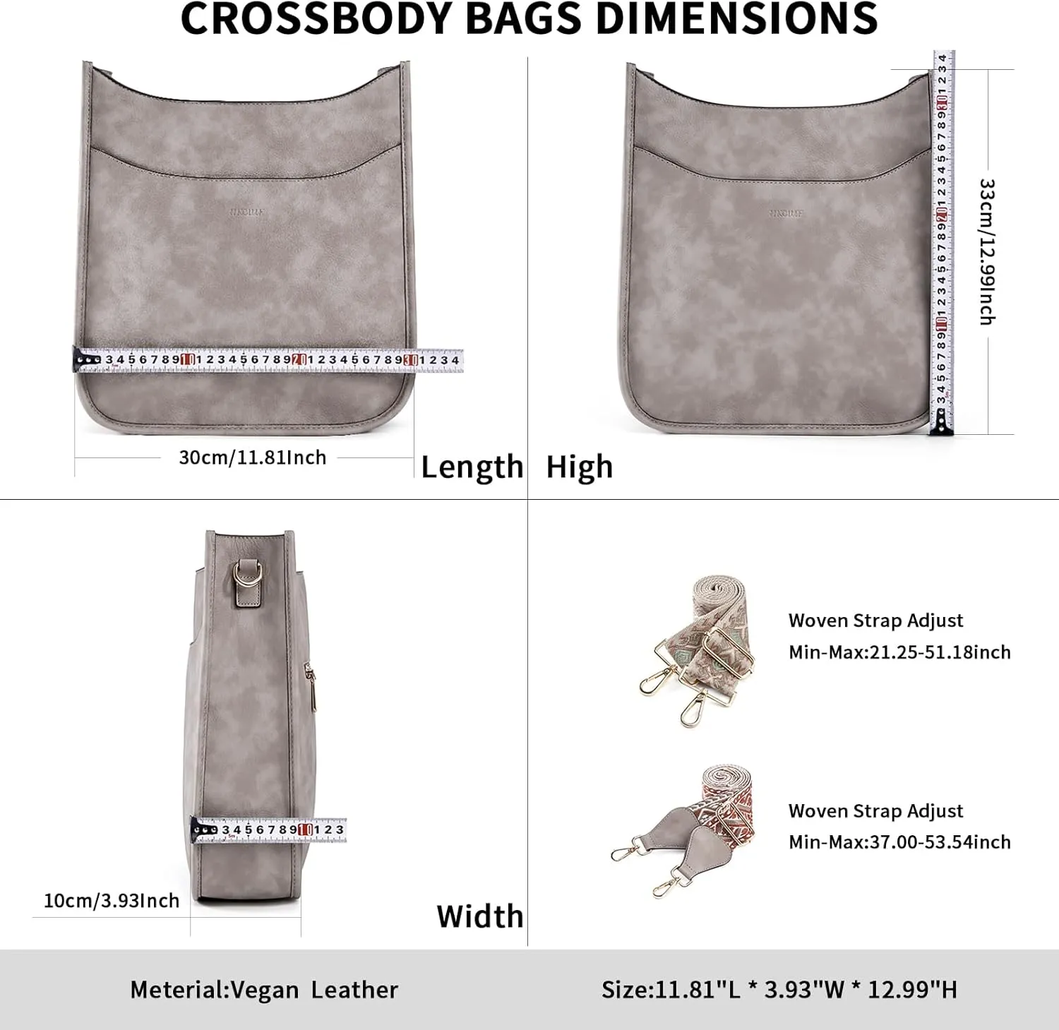 HKCLUF Crossbody Bag for Women Vegan Leather Hobo Handbags Guitar Strap Purse Shoulder Bucket Bag with 2PCS Adjustable Straps