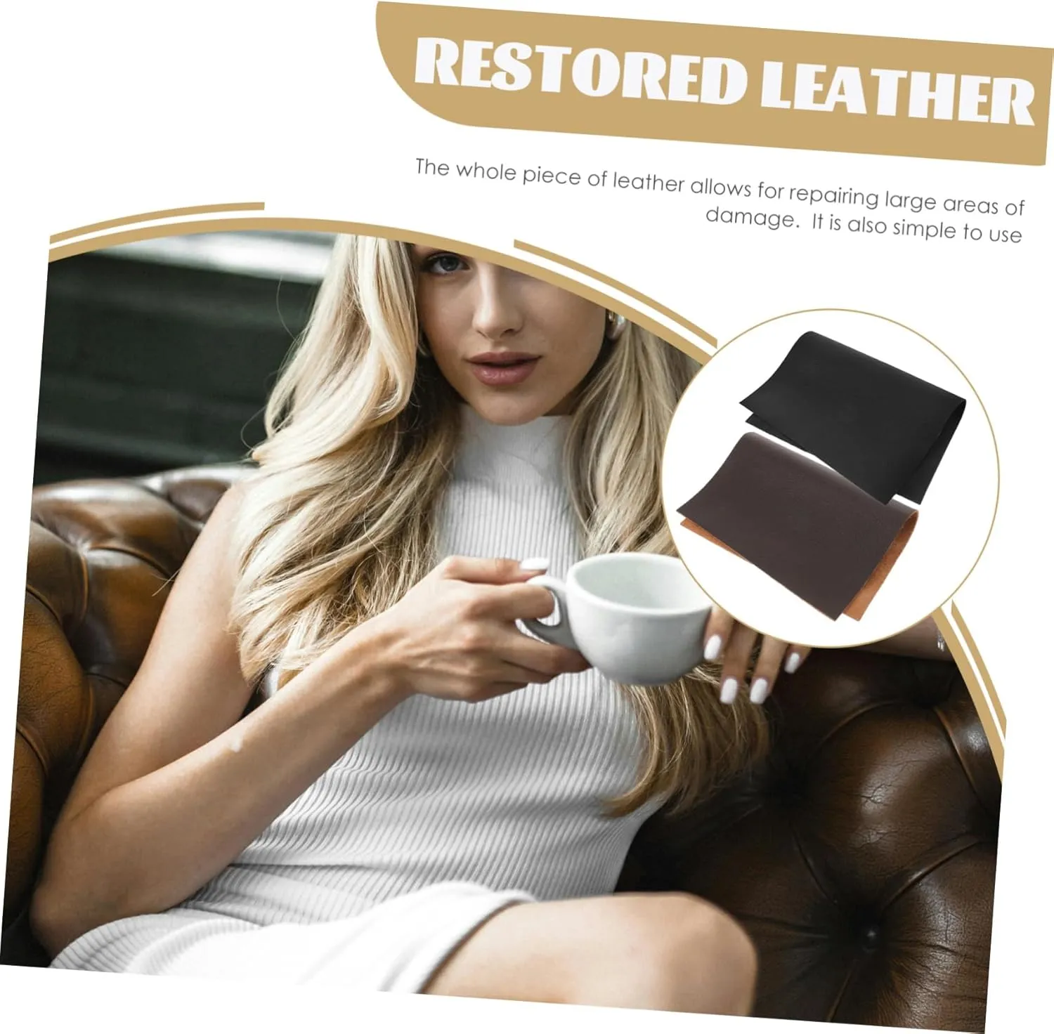 Housoutil 2sets 2pcs Leather Repair Kit Genuine Cowhide Sofa Material for DIY Repairs Multi Use Leather Easy to Cut and Apply for Seamless Restoration 2pcs*2