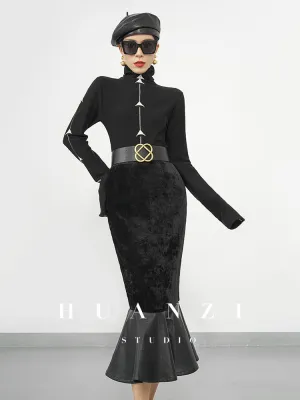 Huanzi new French elegant high waist thin and small fishtail skirt skirt female- Livia