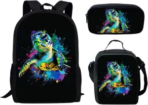 HUGS IDEA 3 Pcs School Bag Set with Thermal Insulated Lunch Tote Purse Pencil Case