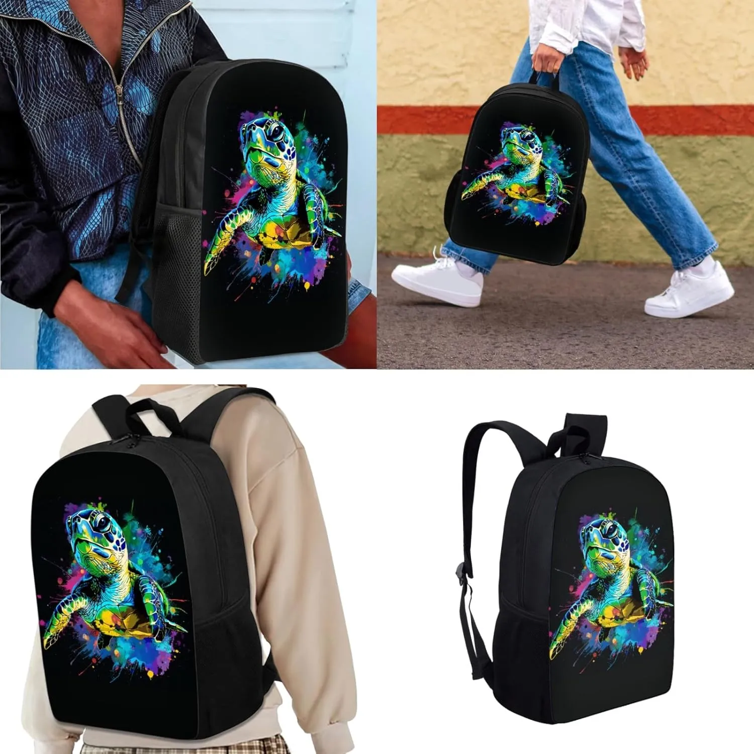 HUGS IDEA 3 Pcs School Bag Set with Thermal Insulated Lunch Tote Purse Pencil Case
