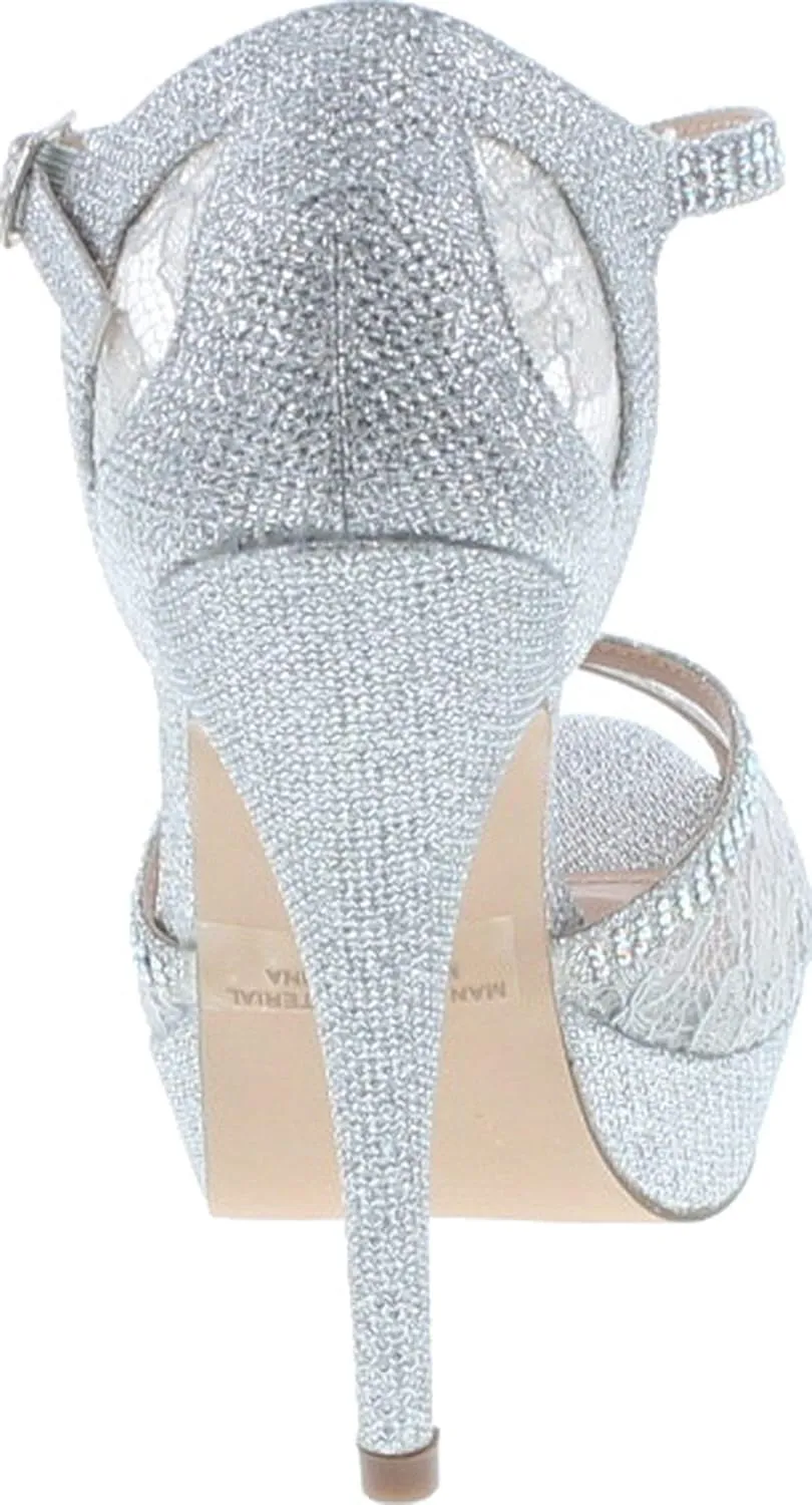 Hy-5 Formal Evening Party Lace Ankle T-Strap Peep Toe Stiletto High Heel Pumps