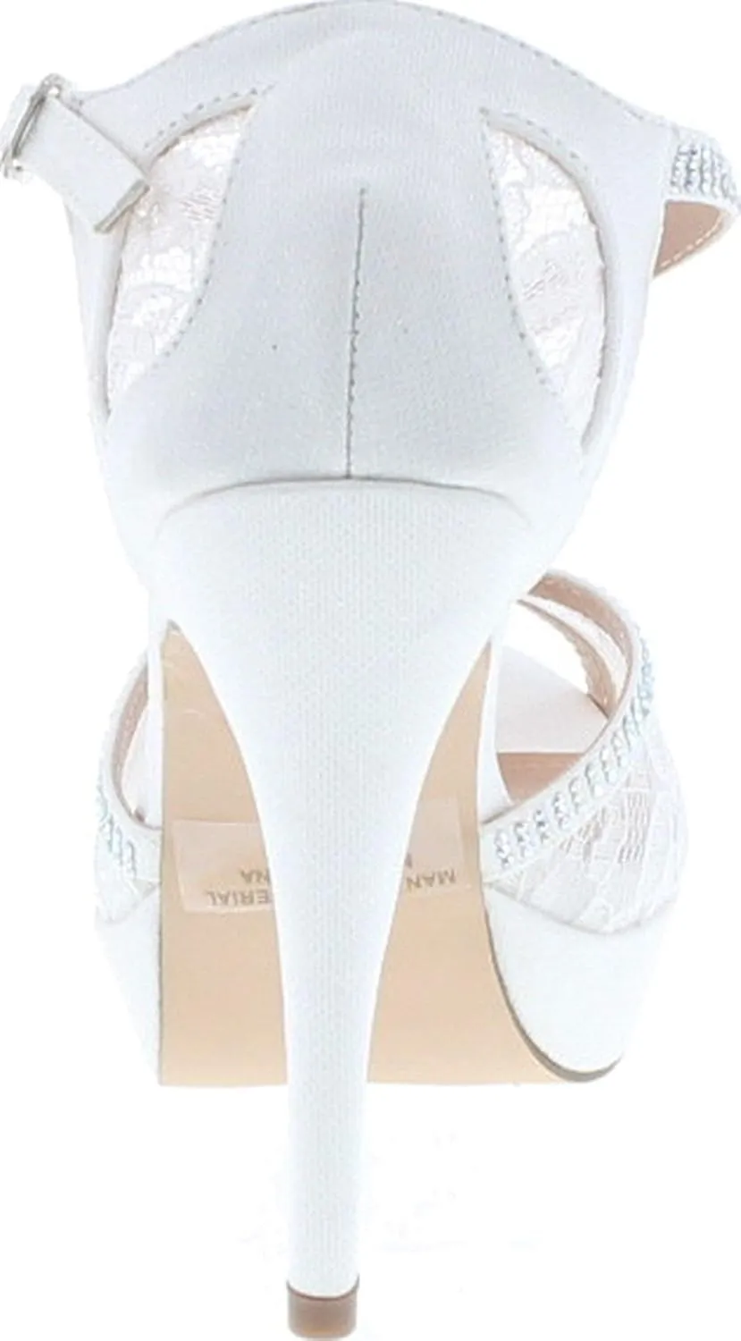 Hy-5 Formal Evening Party Lace Ankle T-Strap Peep Toe Stiletto High Heel Pumps