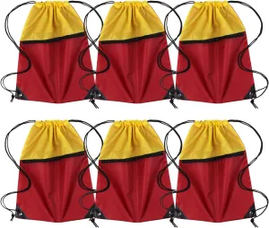 ICObuty Sports Gym Bag Sack Cheerleading Cheerleader Drawstring Backpack 6 Pack Men Women 210D Polyester (Yellow/Burgundy)