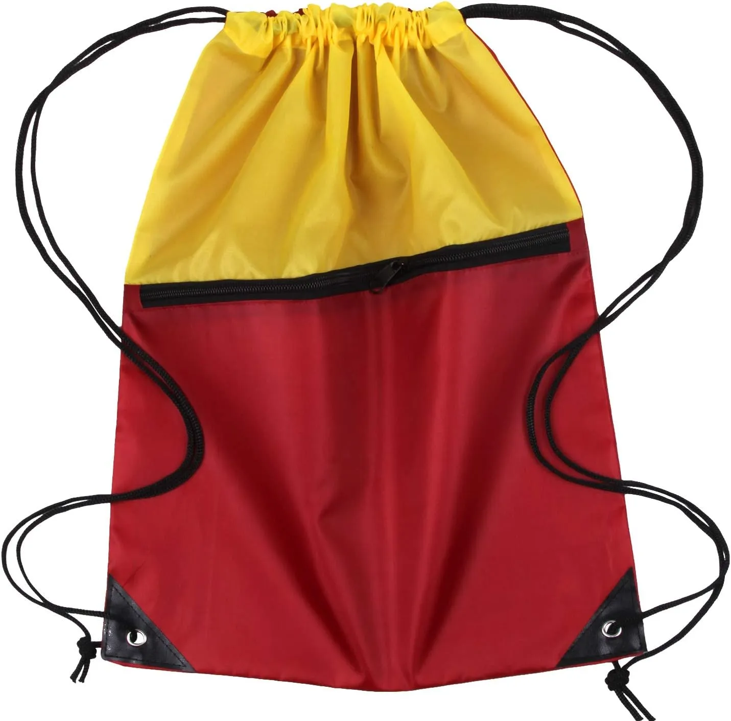 ICObuty Sports Gym Bag Sack Cheerleading Cheerleader Drawstring Backpack 6 Pack Men Women 210D Polyester (Yellow/Burgundy)