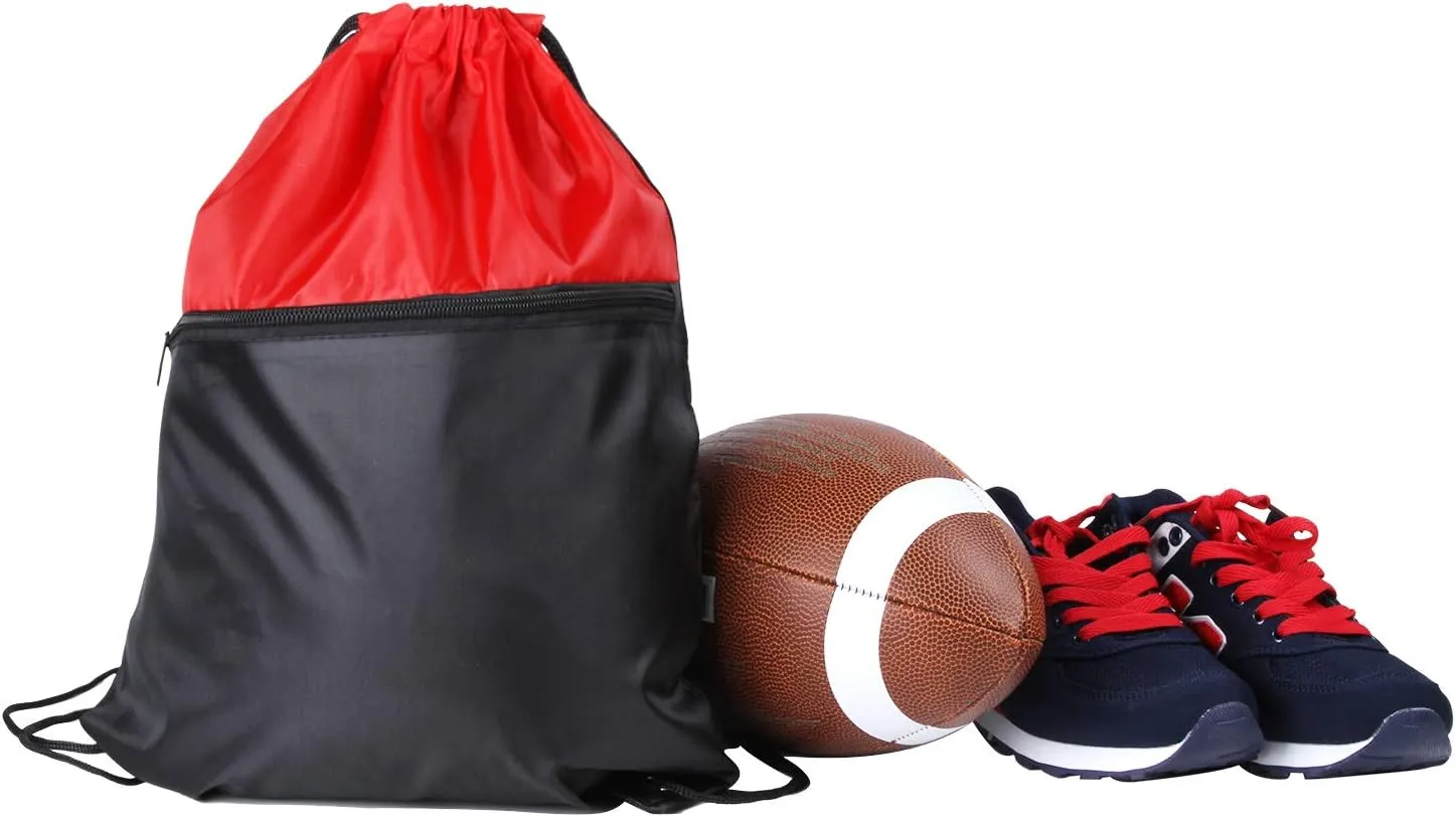 ICObuty Sports Gym Bag Sack Cheerleading Cheerleader Drawstring Backpack 6 Pack Men Women 210D Polyester (Yellow/Burgundy)