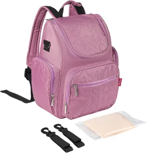 insular Diaper Bag Backpack, Multi-Function Travel Back Pack, Waterproof Changing Bag for Mom Girls, Large Capacity Baby Bag with Stroller Straps and Changing Pad, Light Purple