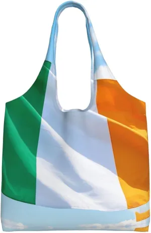 irish flag Print Ladies' Single Shoulder Canvas Handbag,Sturdy Cotton Handbag With Patterned Shoulder Bag