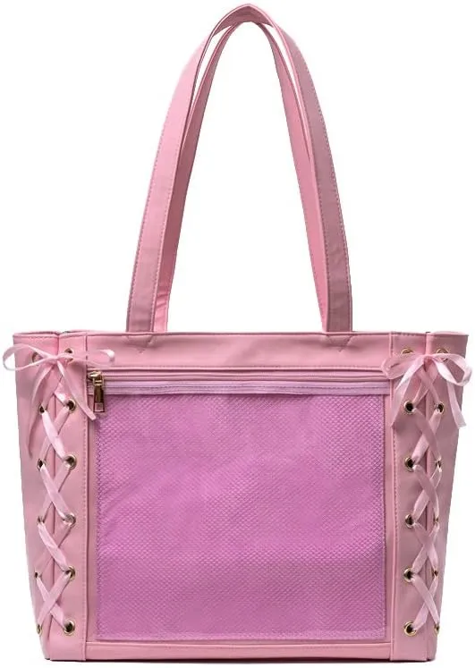 Ita Bag Shoulder Bag Women Men, Cute JK Y2K Top Handle Daypack Aesthetic Itabag Harajuku for Hiking Travel Trip Cosplay (pink)
