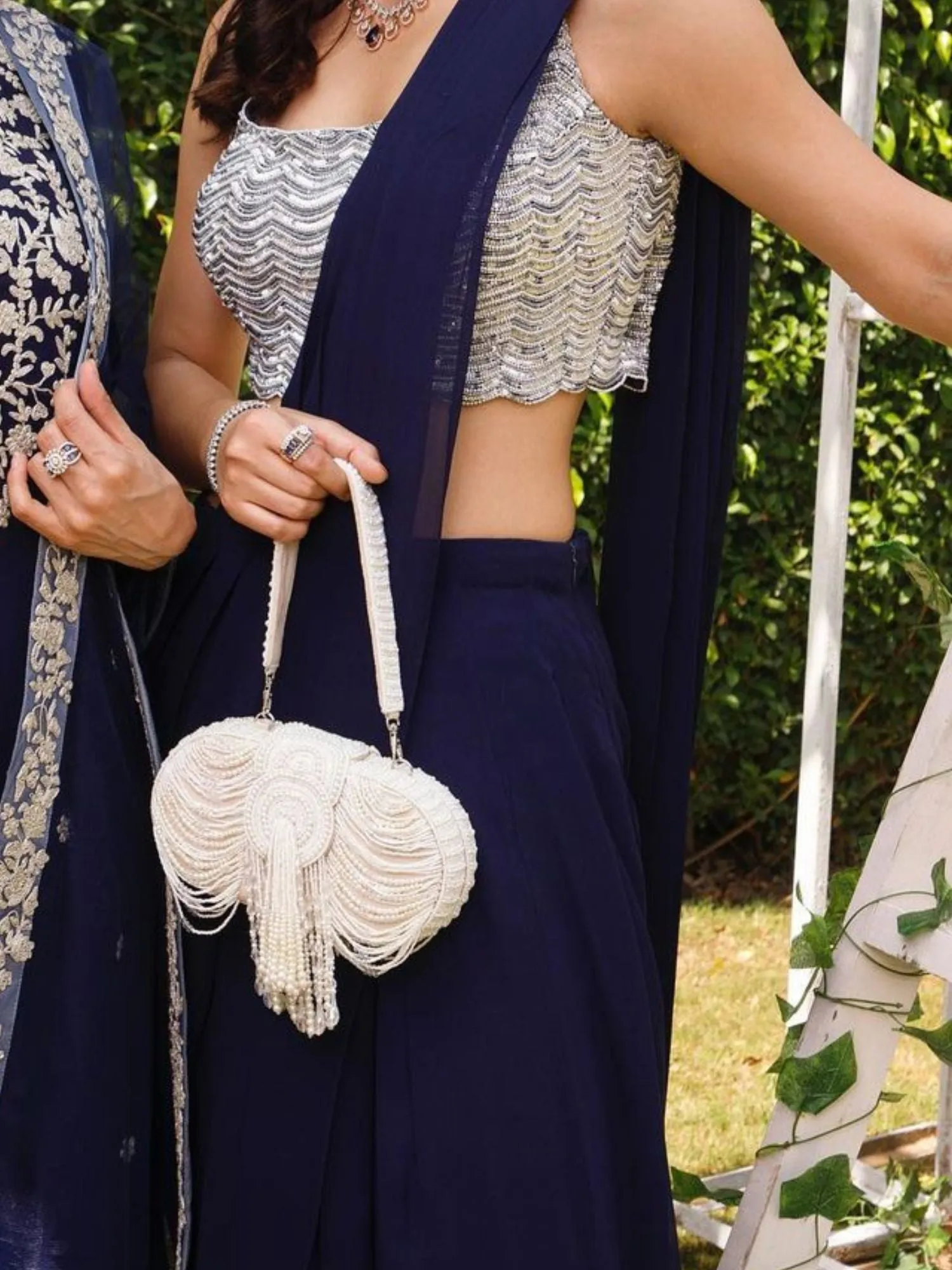 Ivory Studded Evening Clutch