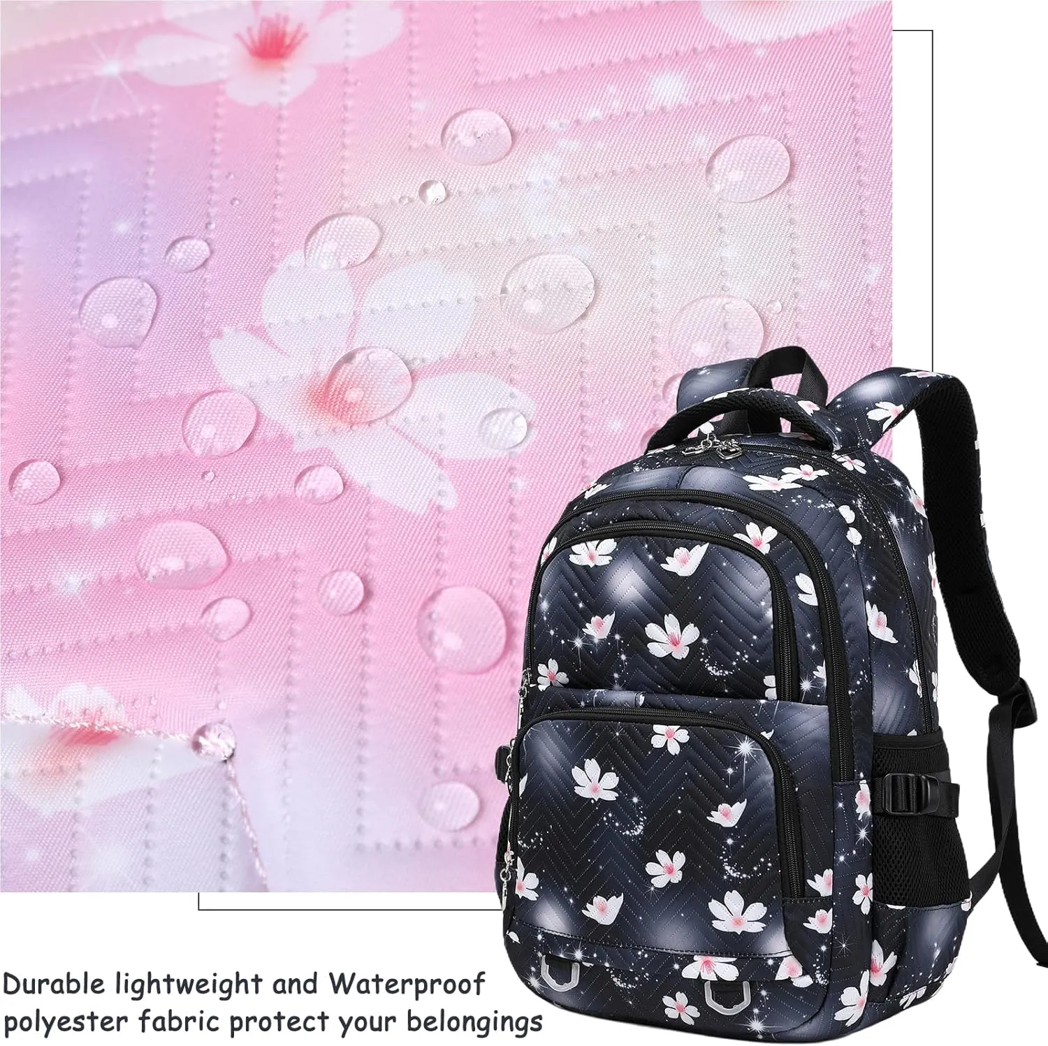 Joyfulife Lightweight Water Resistant Daisy Backpack Kids Backpack for Girls - School Bags for Middle Students - Book Bag for Elementary Primary School