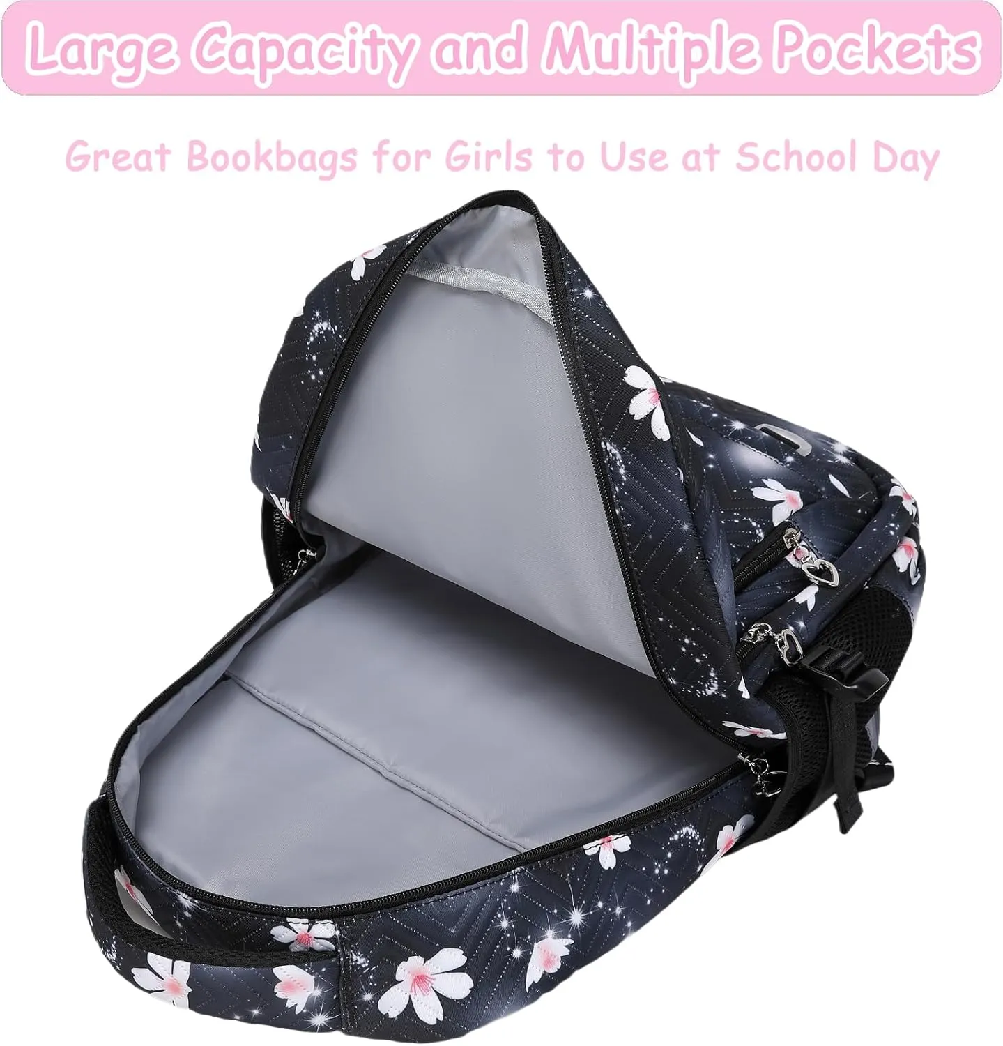 Joyfulife Lightweight Water Resistant Daisy Backpack Kids Backpack for Girls - School Bags for Middle Students - Book Bag for Elementary Primary School