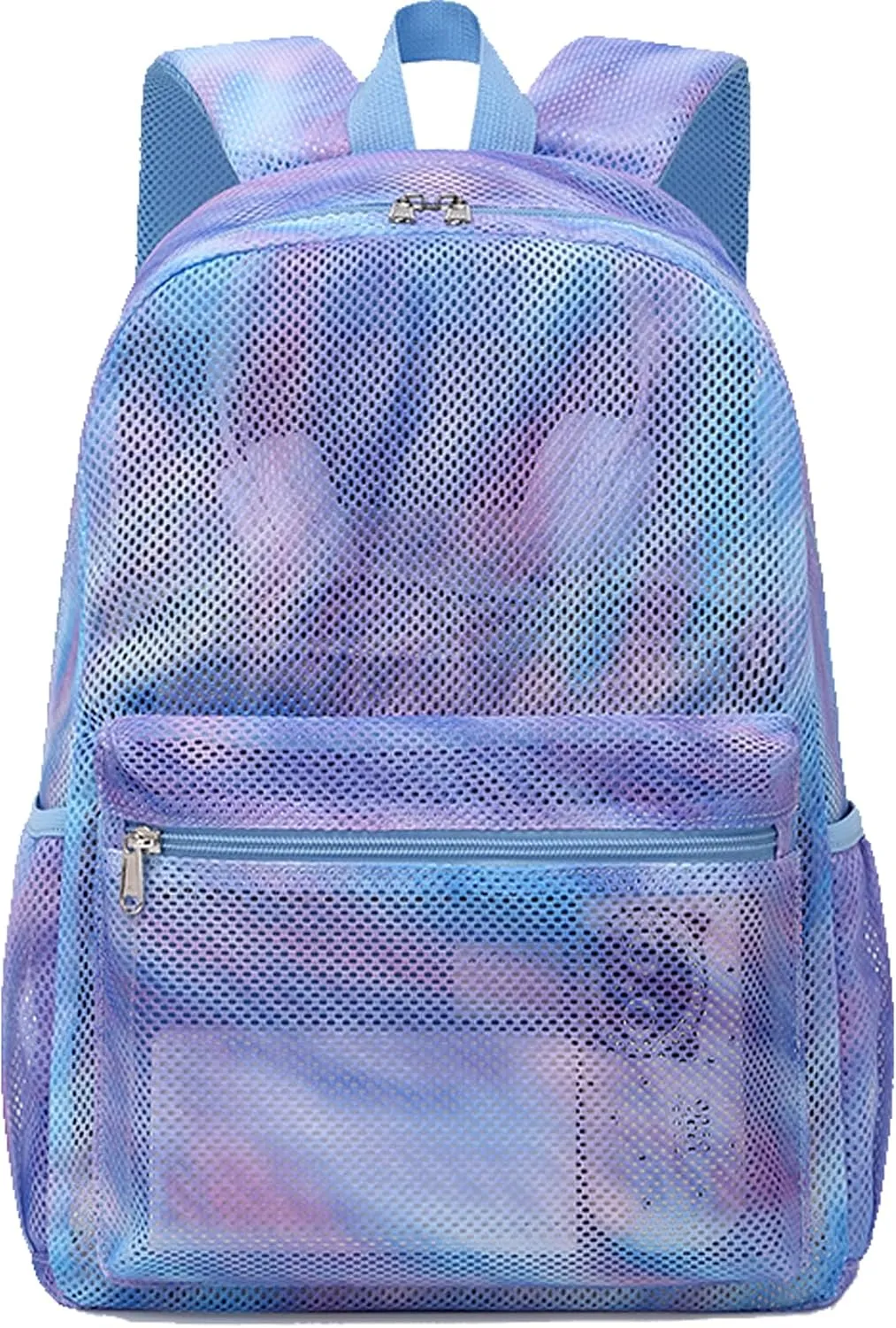 Jumpopack Mesh Backpack for Girls Kids Semi-Transparent Mesh School Backpack Bookbag Lightweight See Through Backpack for Beach Gym Travel,Marble Blue