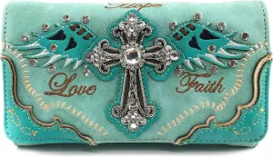 Justin West Cross Angel Wings Love Faith Hope Embroidery CCW Concealed Carry Shoulder Purse Messenger