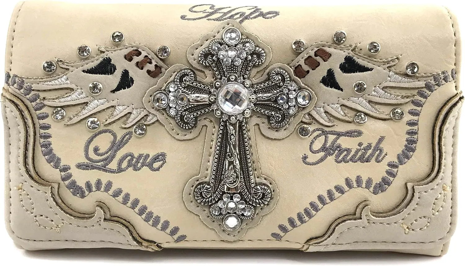 Justin West Cross Angel Wings Love Faith Hope Embroidery CCW Concealed Carry Shoulder Purse Messenger