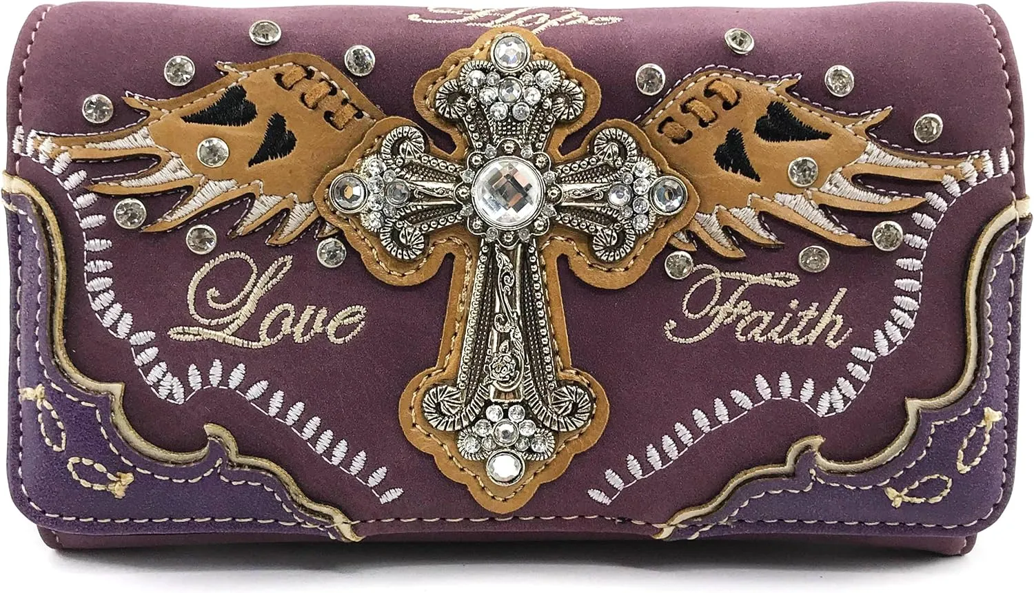 Justin West Cross Angel Wings Love Faith Hope Embroidery CCW Concealed Carry Shoulder Purse Messenger