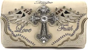 Justin West Cross Angel Wings Love Faith Hope Embroidery CCW Concealed Carry Shoulder Purse Messenger