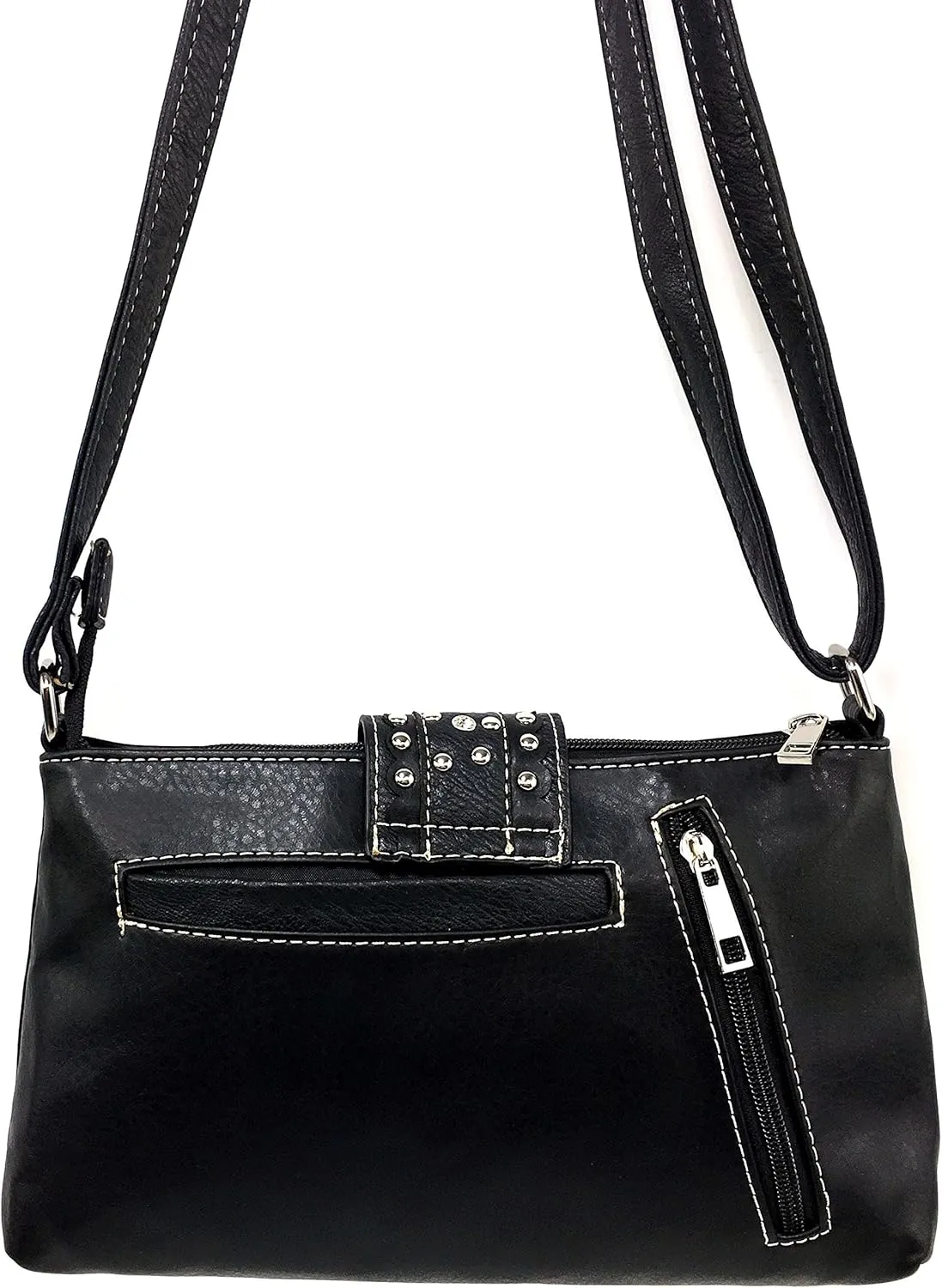 Justin West Floral Leather Turquoise Concho Rhinestone Messenger Bag Crossbody
