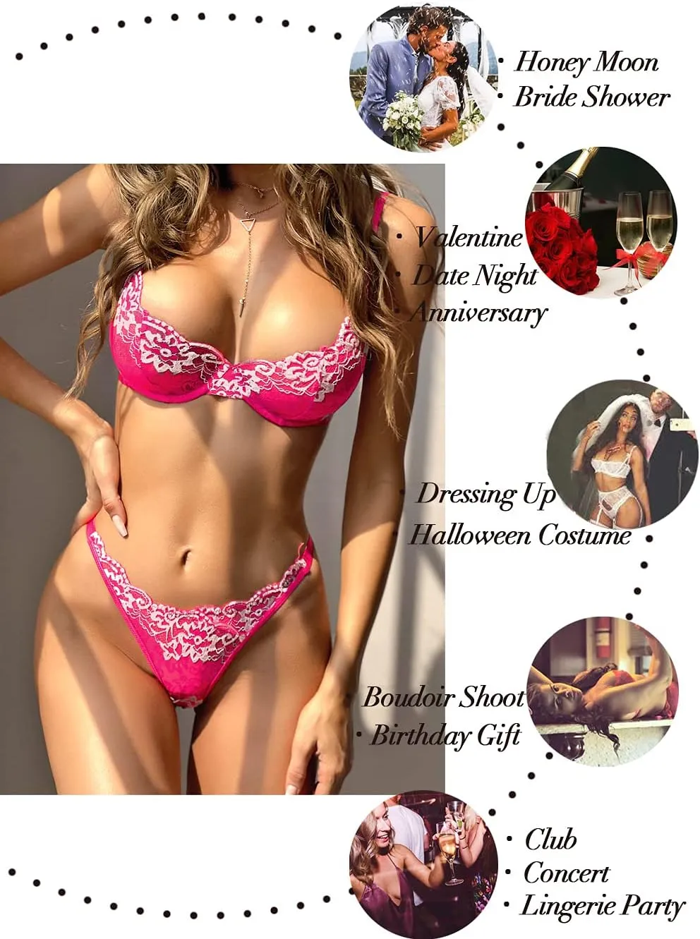 Kaei&Shi Sexy Bra And Panty Sets,Embroidered Two Piece Underwire Lingerie Set