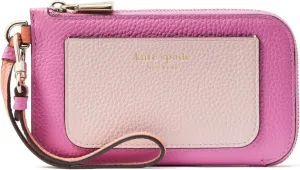 kate spade new york AVA Colorblocked Pebbled Leather Coin Card case Wristlet, Ruby Citrus Multi