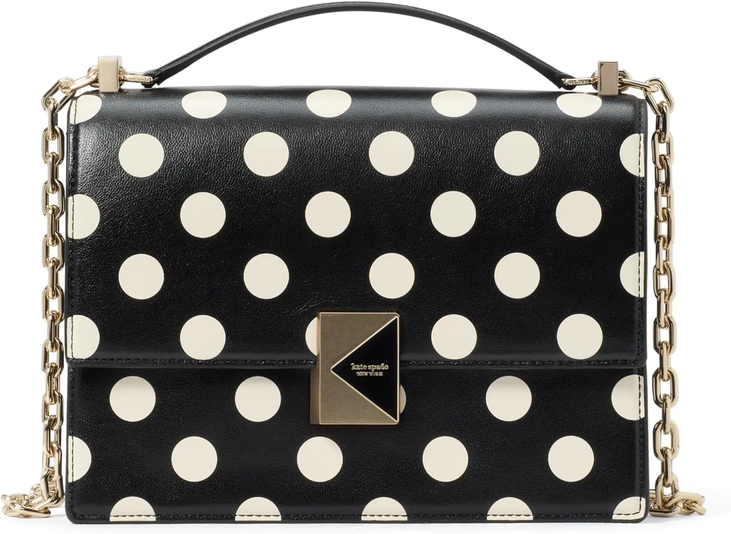 kate spade new york Deco DOT FINE Grain Leather Chain Shoulder, Black Multi