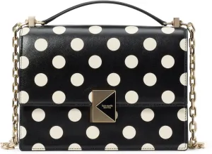 kate spade new york Deco DOT FINE Grain Leather Chain Shoulder, Black Multi