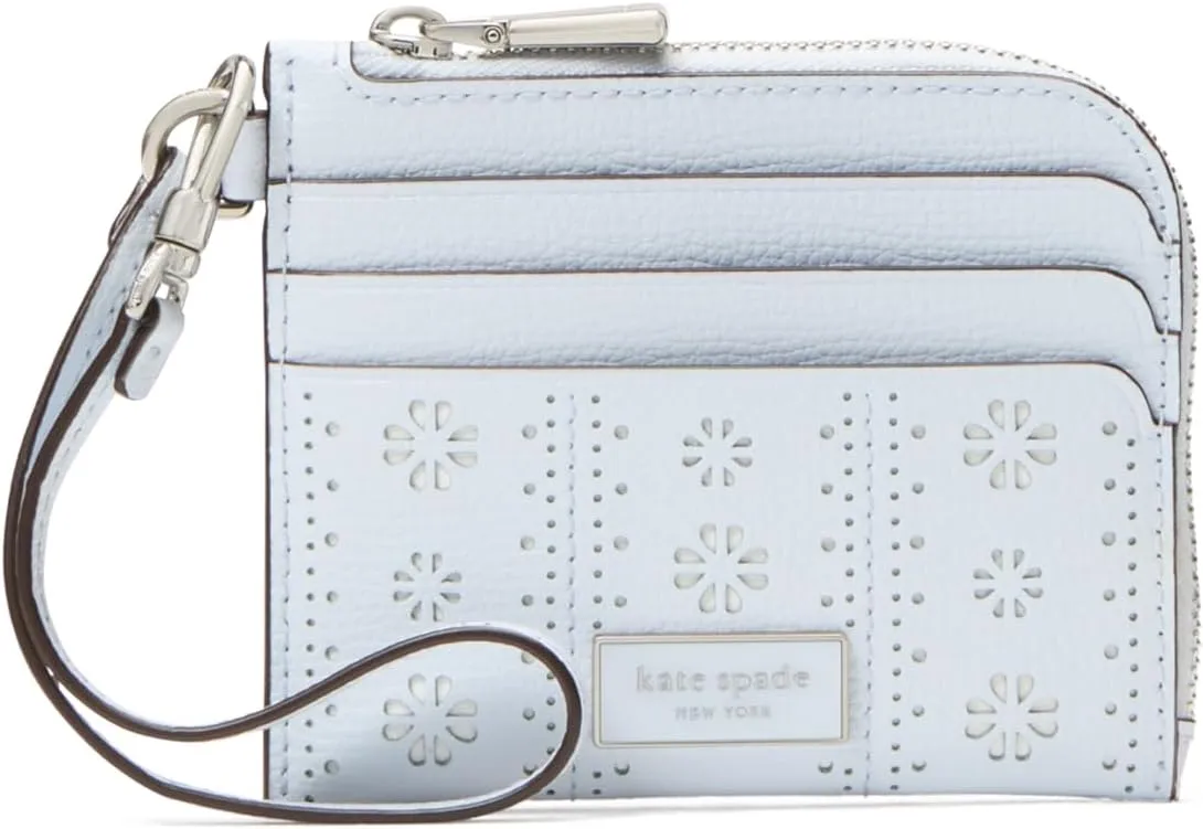 kate spade new york Devin Pointelle CROSSGRAIN Leather Coin Card case Wristlet, Taro Milk