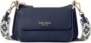 kate spade new york Double UP Pebbled Leather W-SF Webbed Strap Crossbody, Parisian Navy