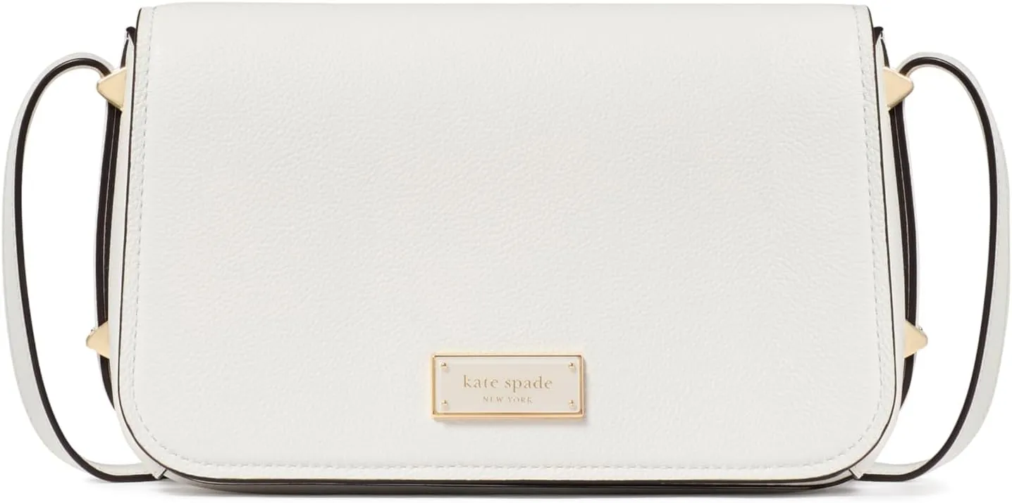 kate spade new york LIV Pebbled Leather Small Flap Crossbody, True White