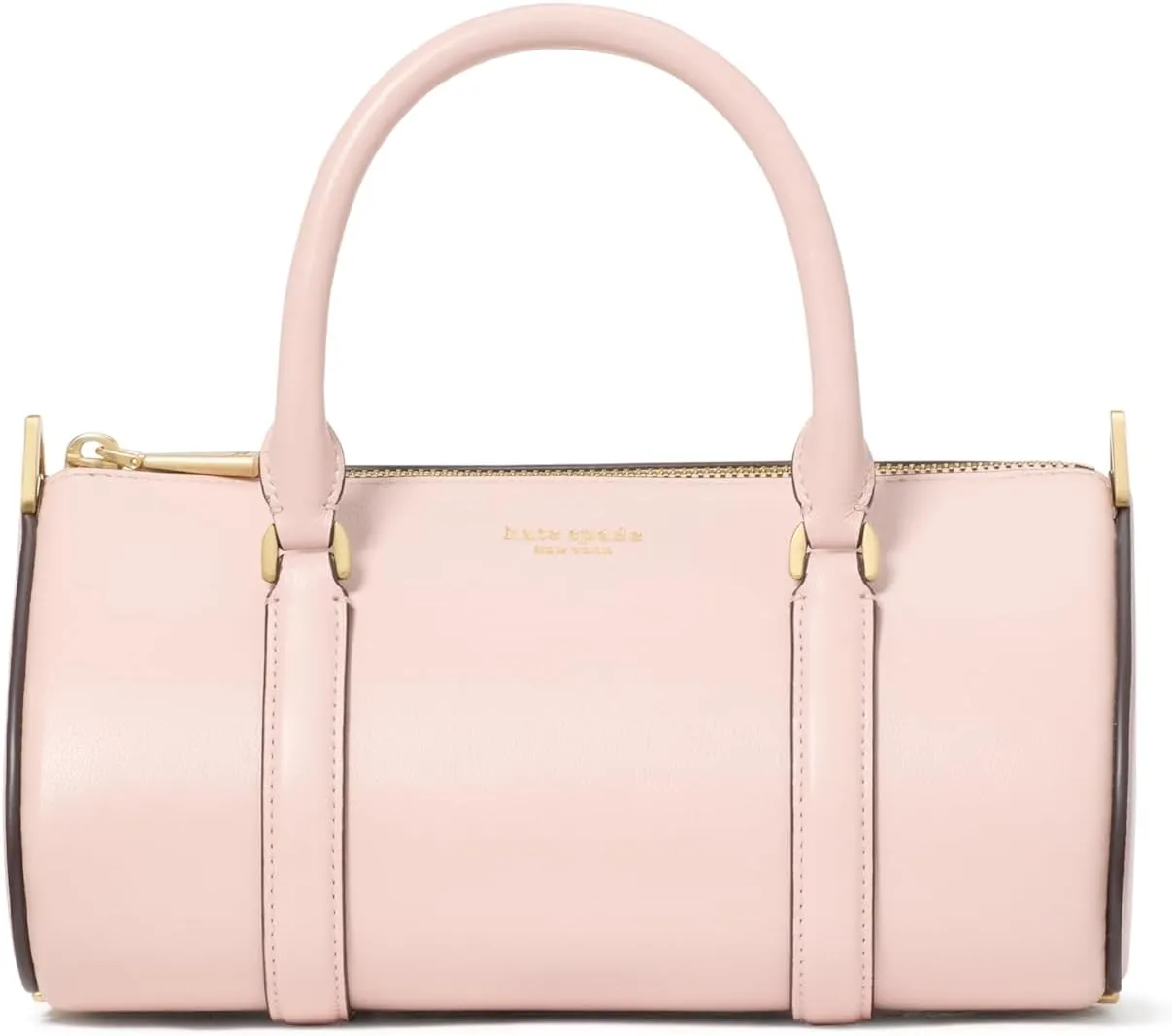 kate spade new york Spade ICON FINE Grain Leather Small Barrel Bag, Rose Smoke