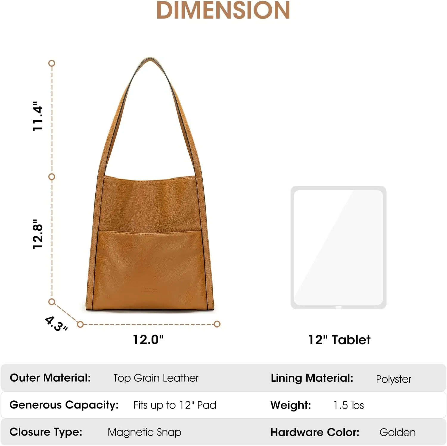 Kattee Leather Tote Shoulder Bag for Women, Leather Purse and Handbags Medium Size