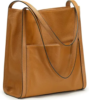Kattee Leather Tote Shoulder Bag for Women, Leather Purse and Handbags Medium Size